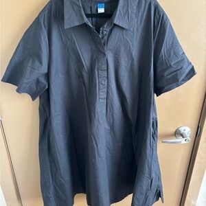 Black Short-Sleeve Button Polo Shirt - Unbranded